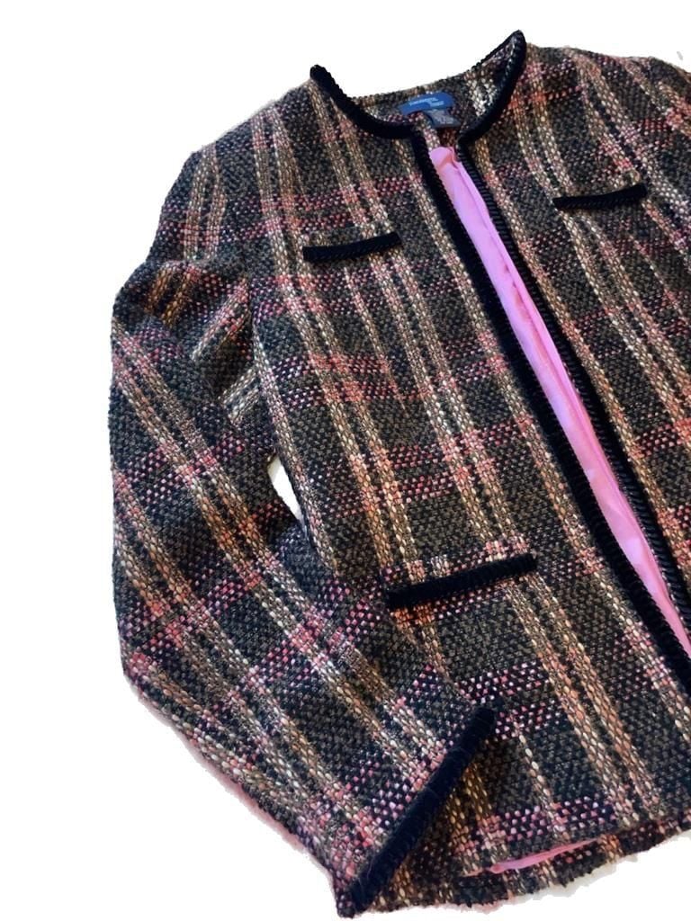Fundamental Things Tweed Plaid Blazer Jacket Size 14 4