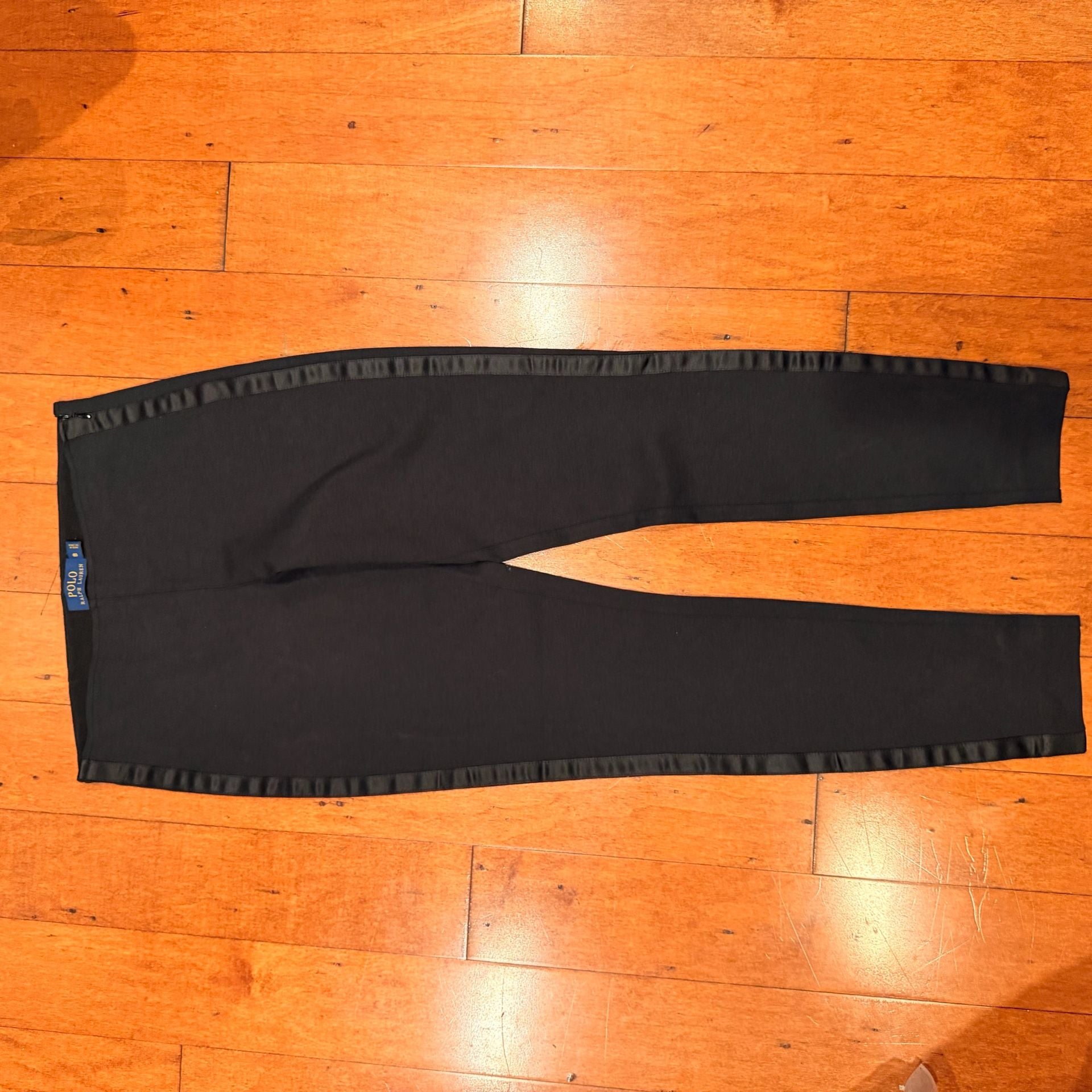 NWT Polo Ralph Lauren Black Tuxedo Stripe Leggings Size 8 7
