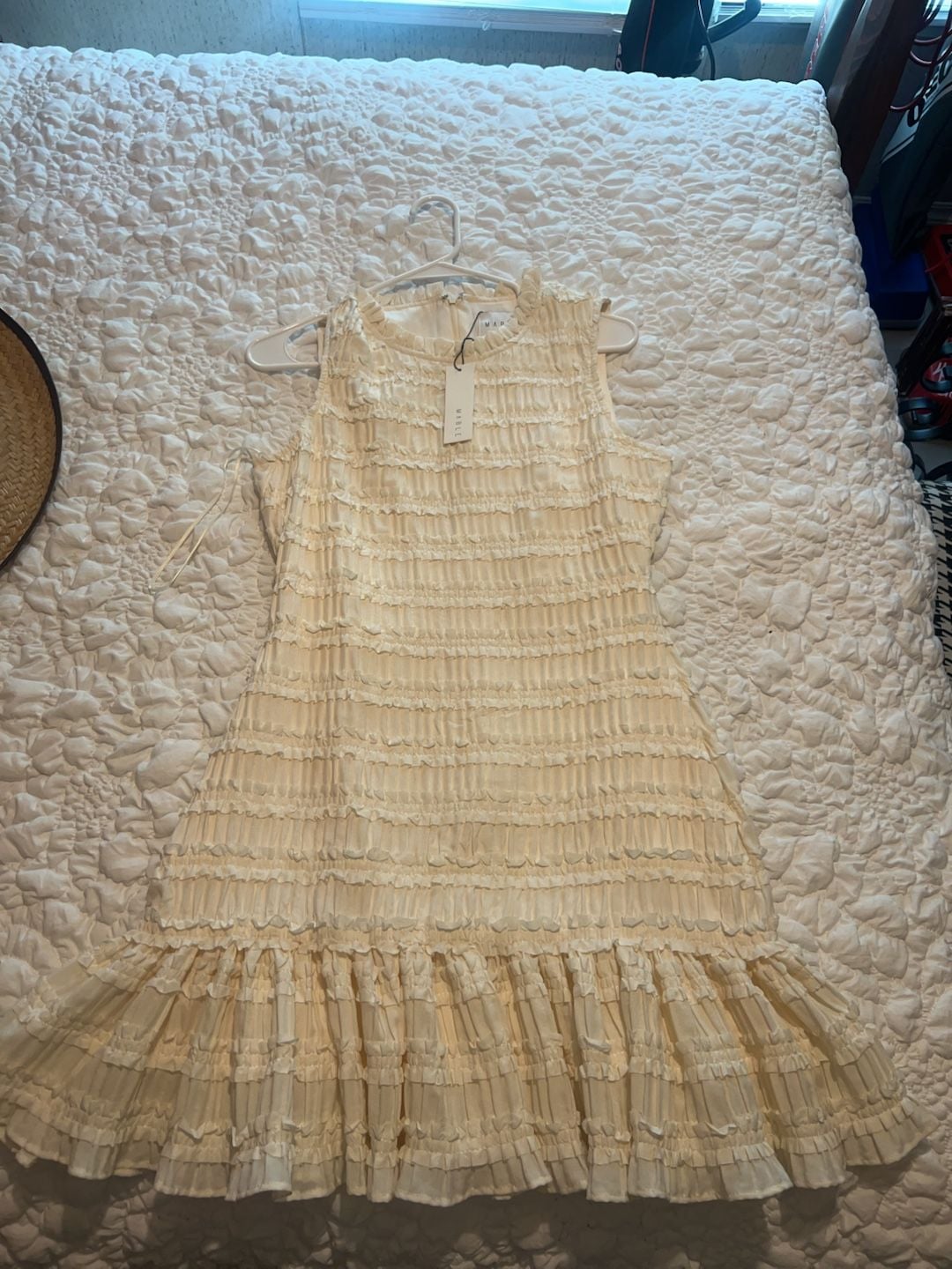 Mable Cream Ruffled Sleeveless Mini Dress Size M 1