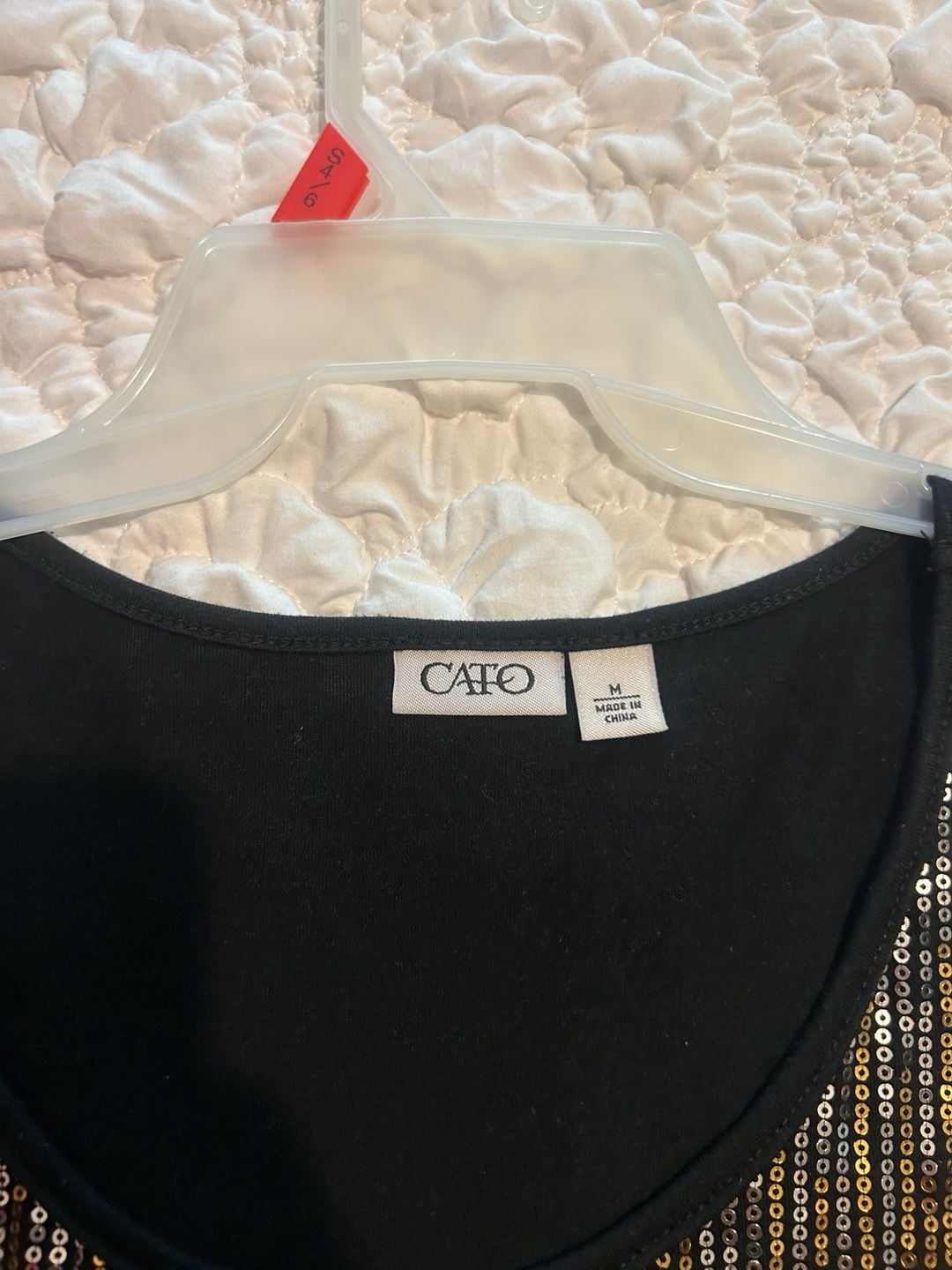 Cato Women's Sequin Tank Top Black Gold Size M 2