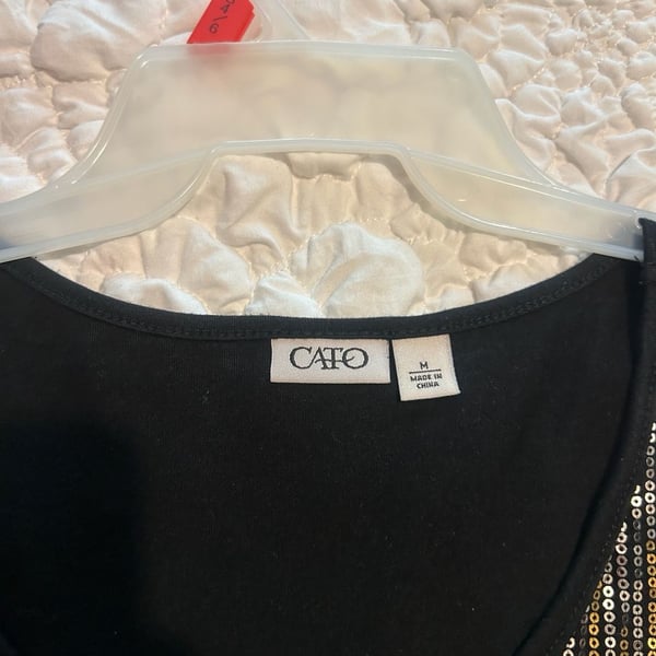 Cato Women's Sequin Tank Top Black Gold Size M