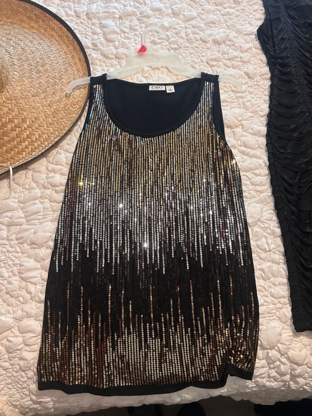 Cato Women's Sequin Tank Top Black Gold Size M 3
