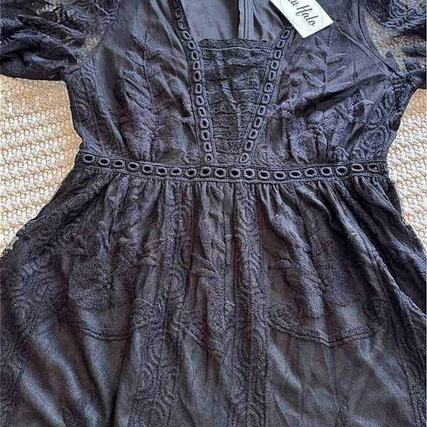 White Birch Black Lace Overlay Romper Size XL