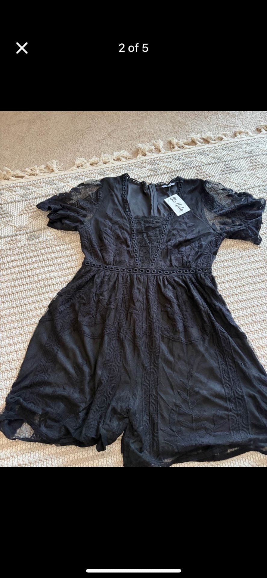 White Birch Black Lace Overlay Romper Size XL 3