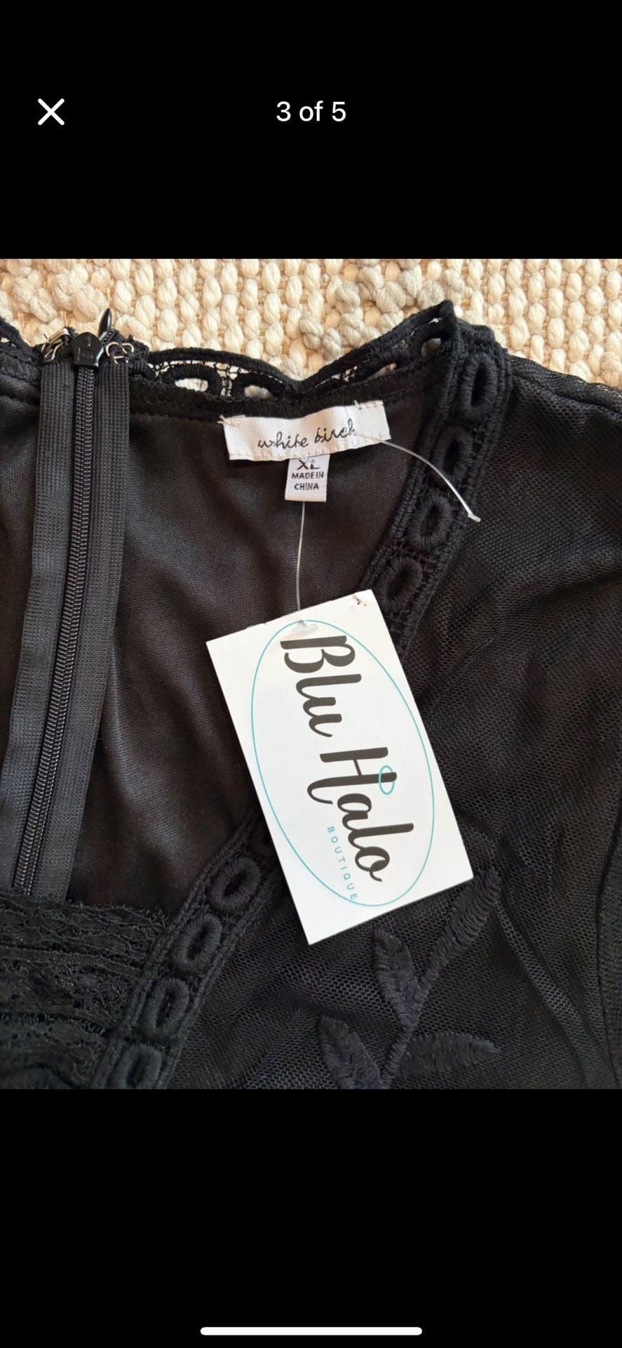 White Birch Black Lace Overlay Romper Size XL 4