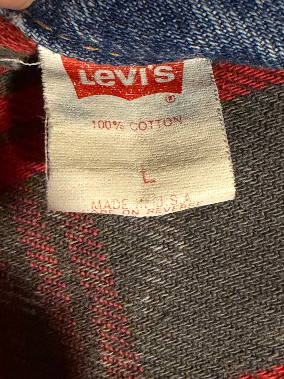 Vintage Levi's 70417-9319 Acid Wash Blanket Lined Denim Jacket Size L 6