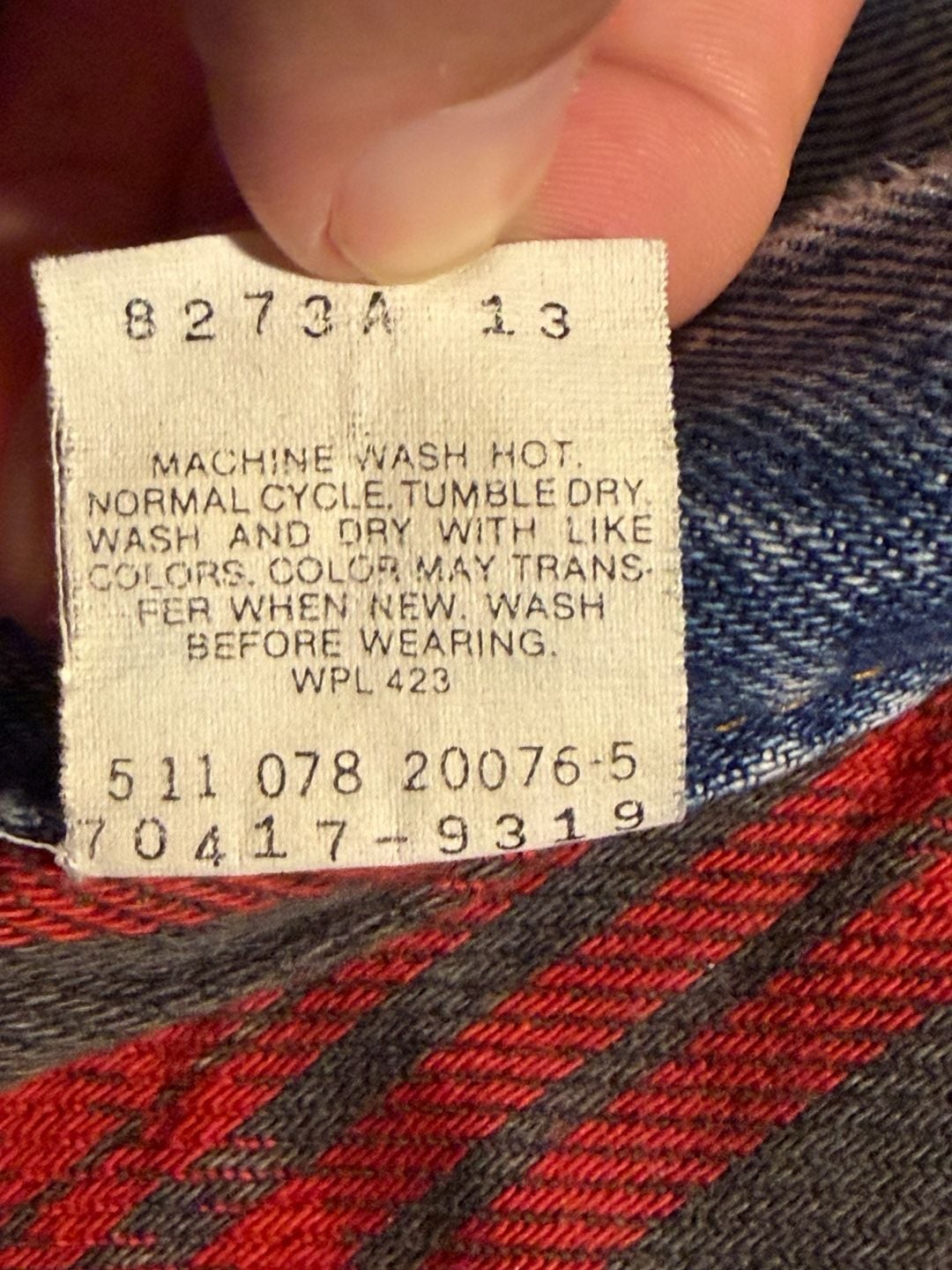 Vintage Levi's 70417-9319 Acid Wash Blanket Lined Denim Jacket Size L 7