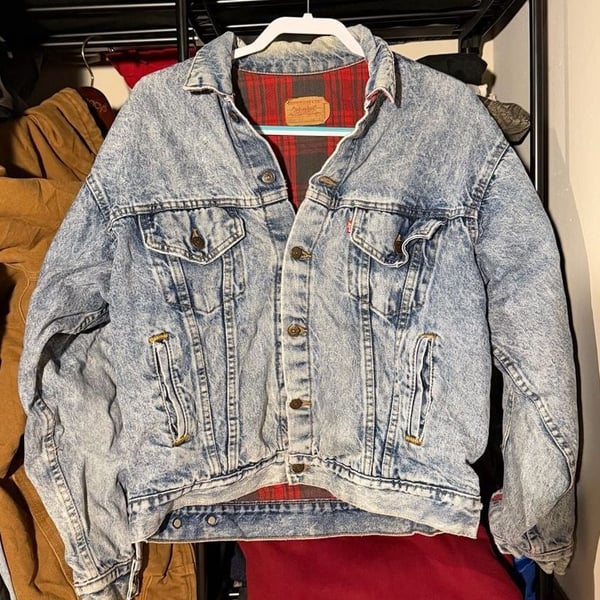 Vintage Levi's 70417-9319 Acid Wash Blanket Lined Denim Jacket Size L