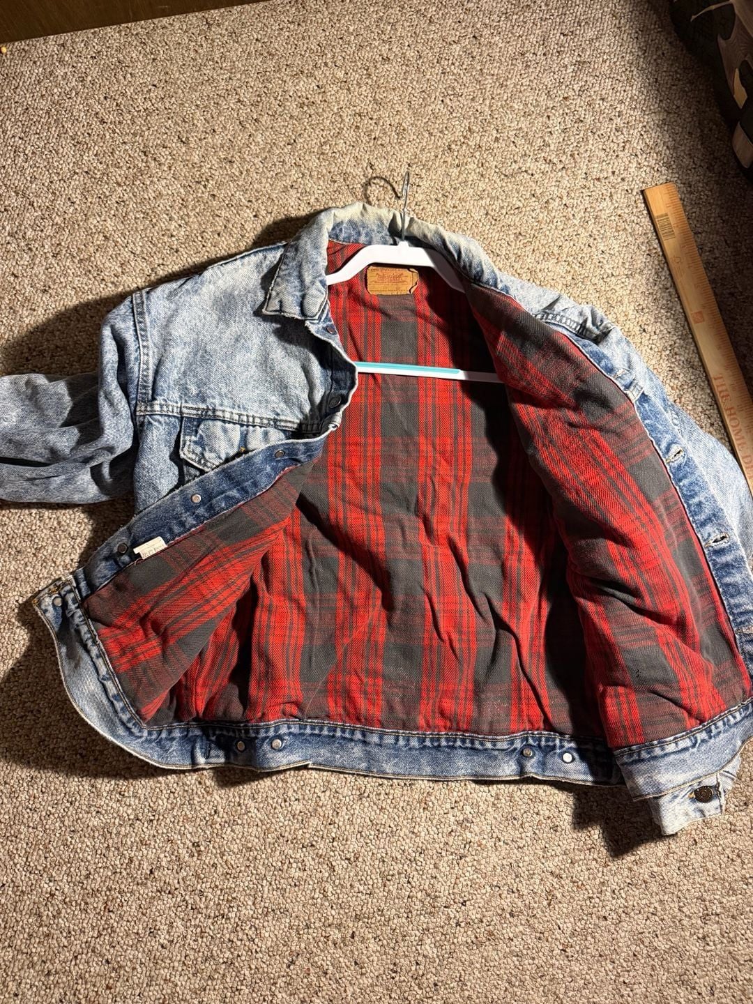 Vintage Levi's 70417-9319 Acid Wash Blanket Lined Denim Jacket Size L 3