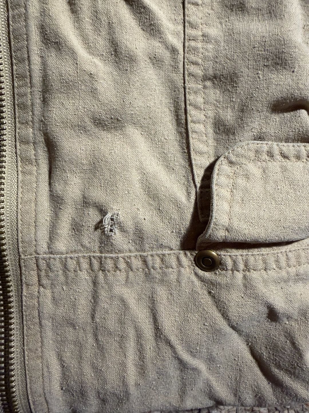 Vital Zone Men's Size L Beige Silk Blend Bomber Jacket 7