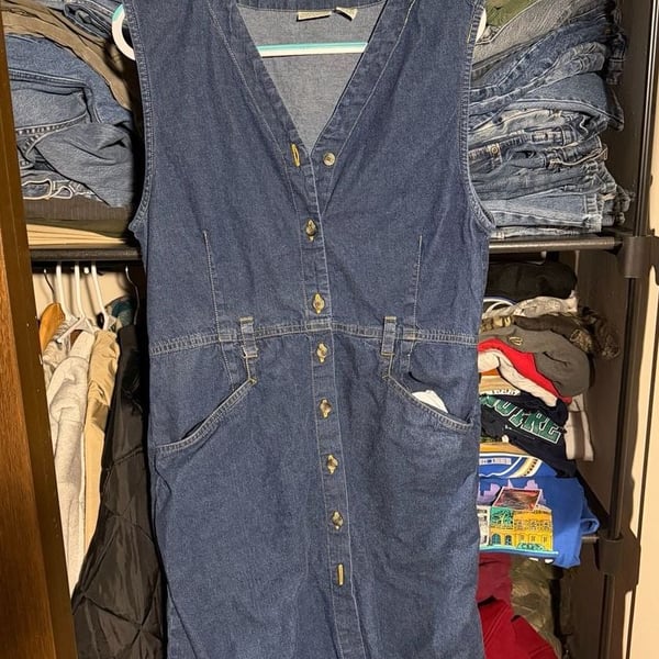 St. John's Bay Women's Size 14 Denim Button-Front Jumper Dress