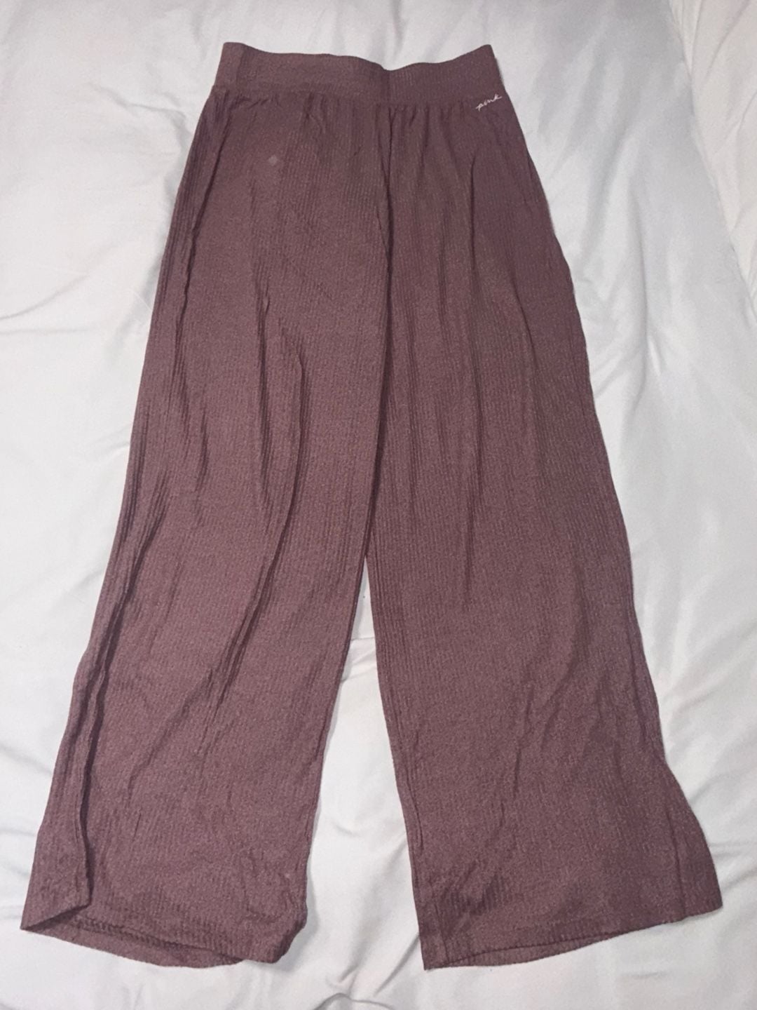 PINK Victoria's Secret Ribbed Wide Leg Sleep Pants Size M 1