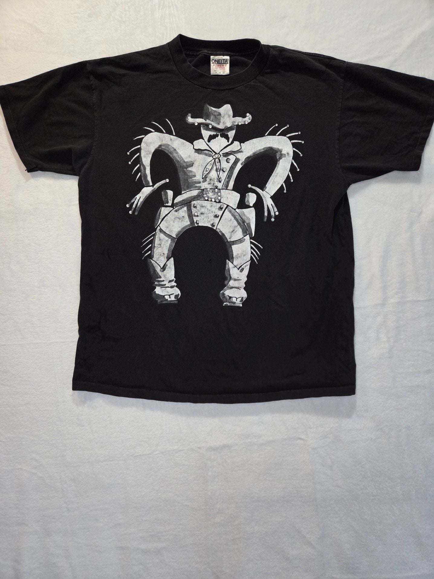 Vintage 90s Oneita Cowboy Graphic T-Shirt XL 2