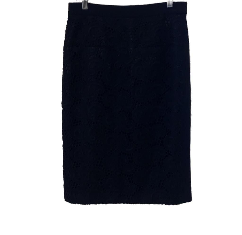 Worth New York Black Lace Overlay Pencil Skirt Size 6 2