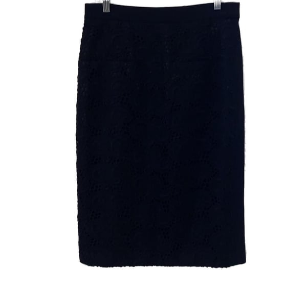 Worth New York Black Lace Overlay Pencil Skirt Size 6 