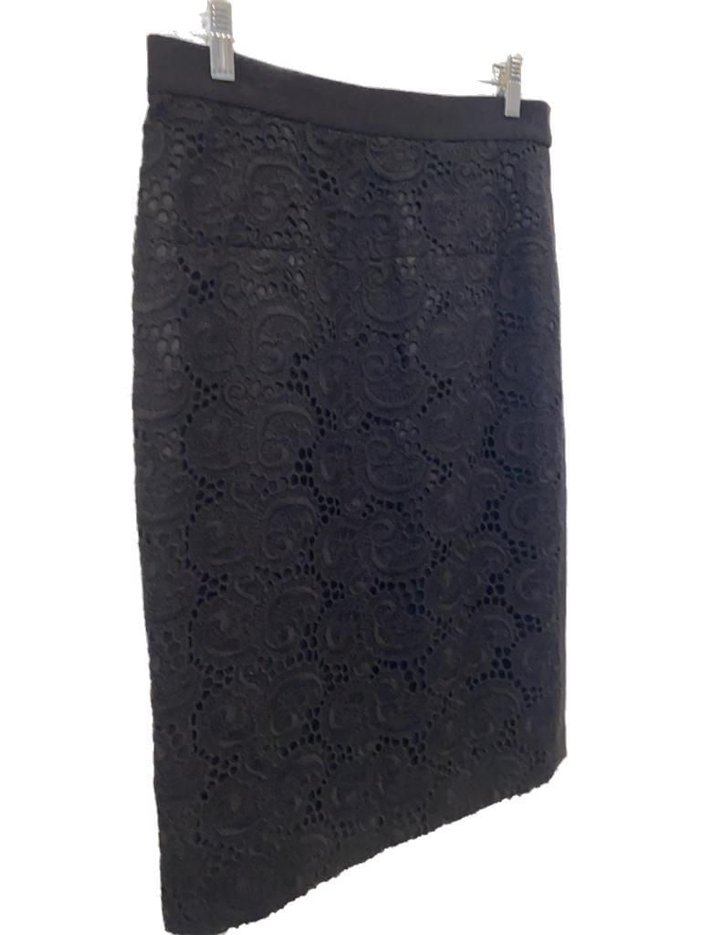 Worth New York Black Lace Overlay Pencil Skirt Size 6 3