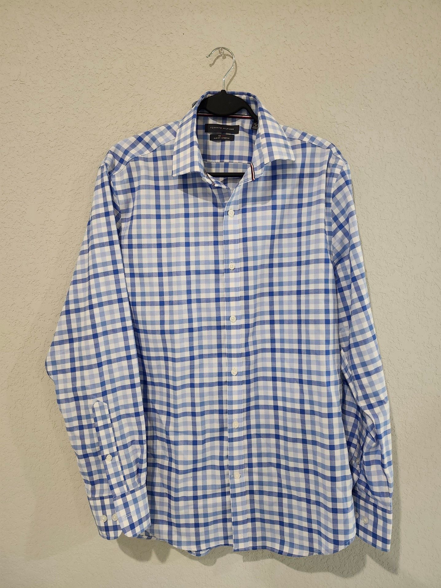 Tommy Hilfiger TH Flex Slim Fit Stretch Plaid Dress Shirt 15.5 32/33 1