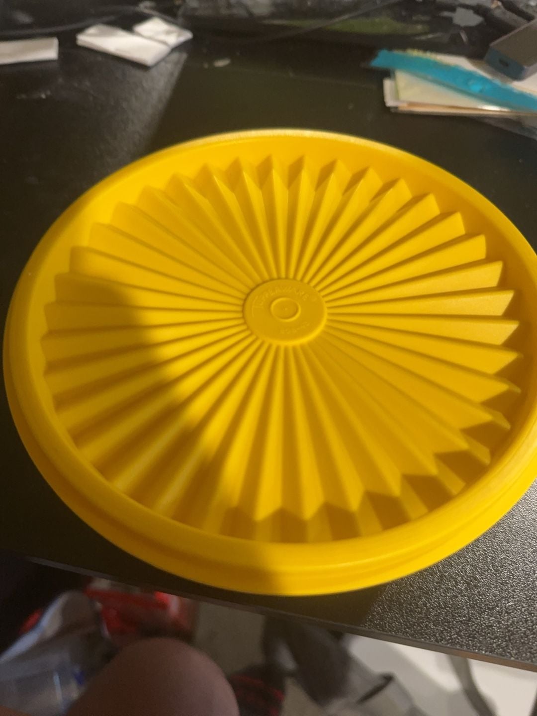 Vintage Tupperware Yellow Sunburst Bowl with Lid 5