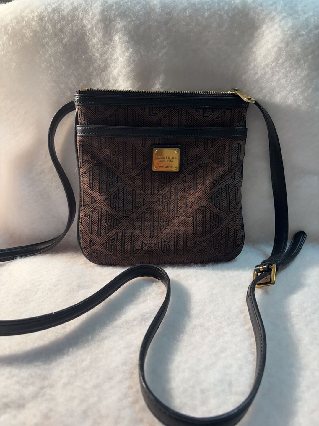 Lauren Ralph Lauren LRL Monogram Crossbody Bag Brown Black 2