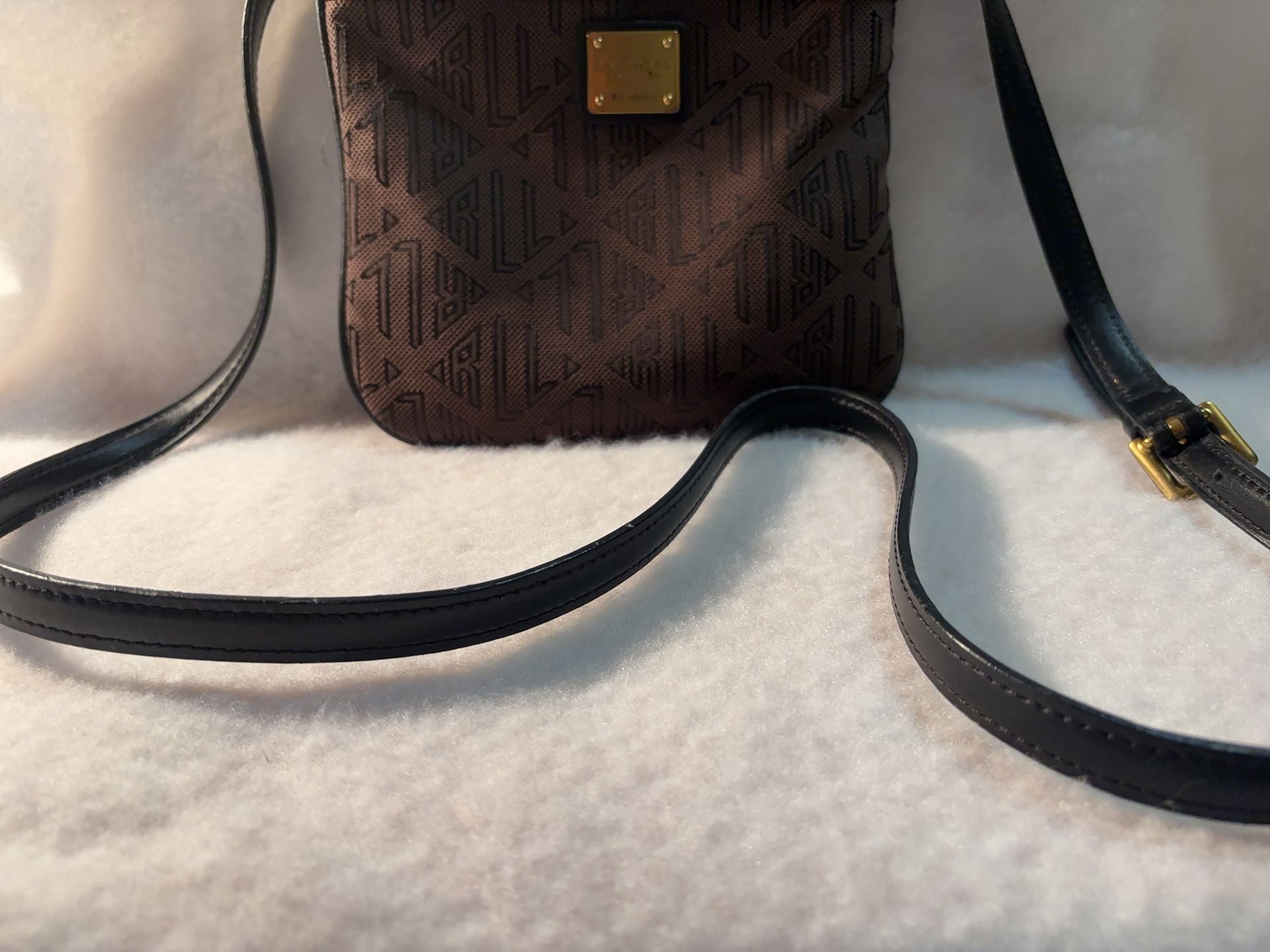 Lauren Ralph Lauren LRL Monogram Crossbody Bag Brown Black 3