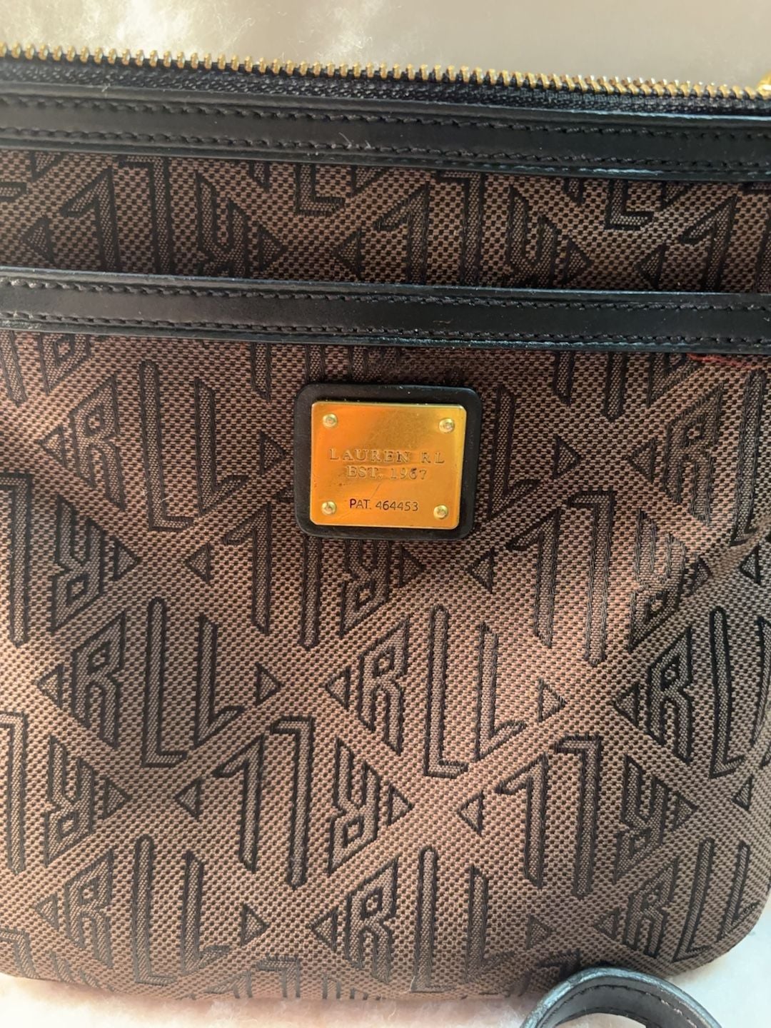 Lauren Ralph Lauren LRL Monogram Crossbody Bag Brown Black 4