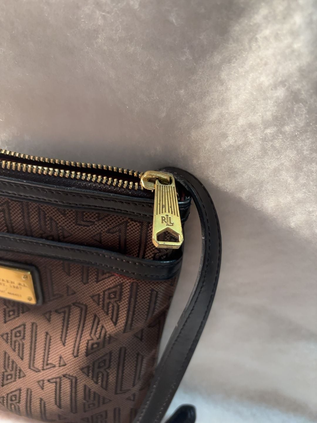 Lauren Ralph Lauren LRL Monogram Crossbody Bag Brown Black 5
