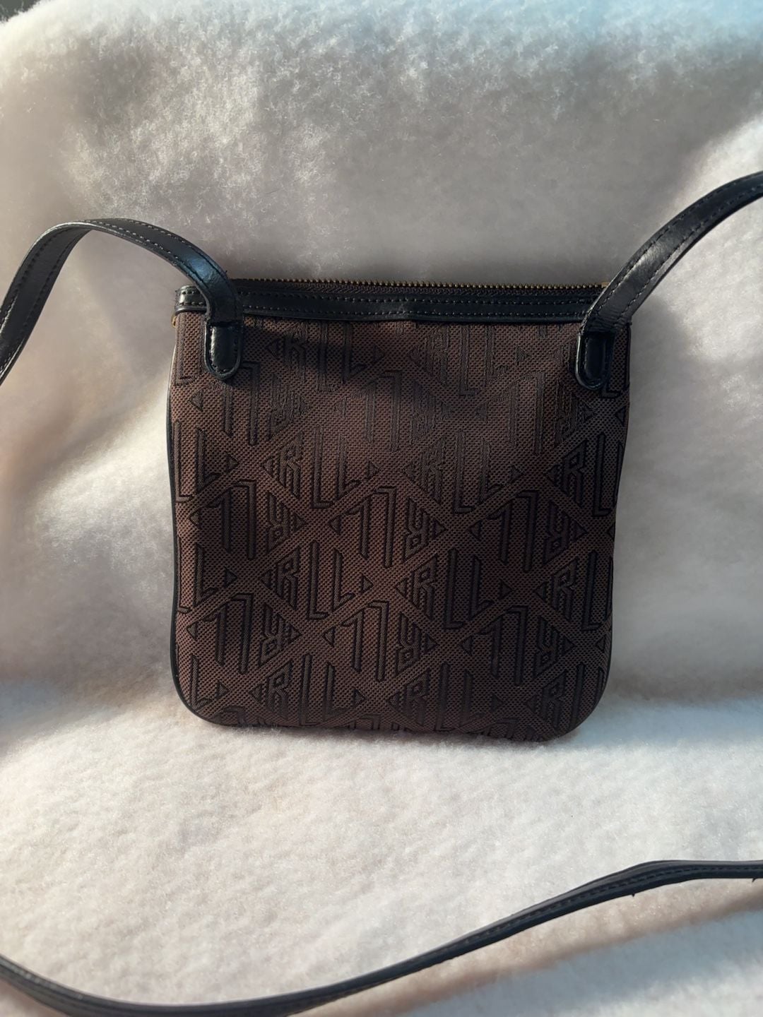 Lauren Ralph Lauren LRL Monogram Crossbody Bag Brown Black 8