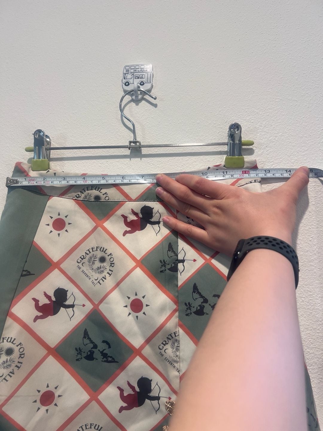 Unique vintage check pattern mint green All Cupid Print mini Skirt Size S 5
