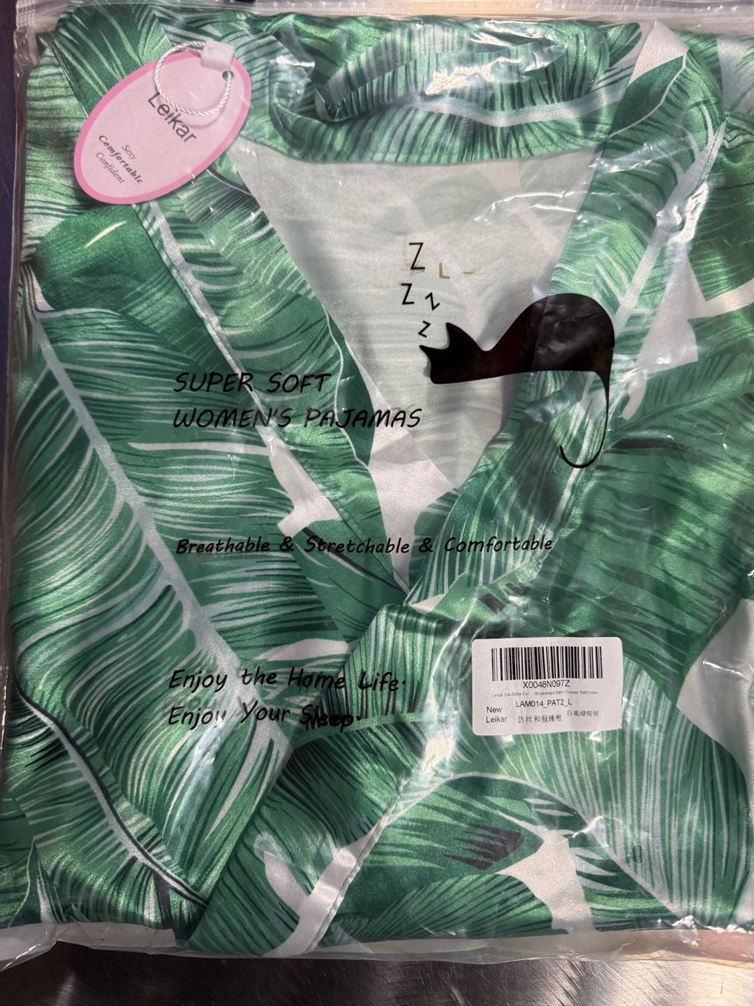Leikar Women's Satin Flower Bathrobe Size L 1
