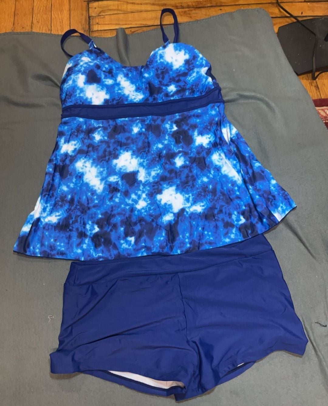 Blue Tie-Dye Tankini Swimsuit Set 4XL 3