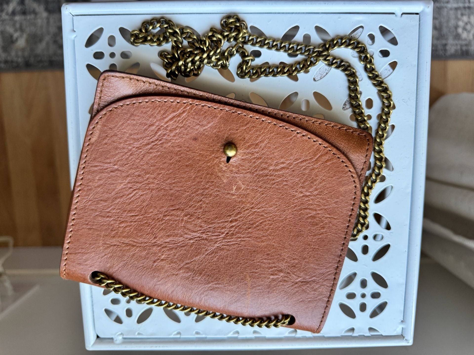 Madewell Brown Leather Chain Crossbody Bag 2