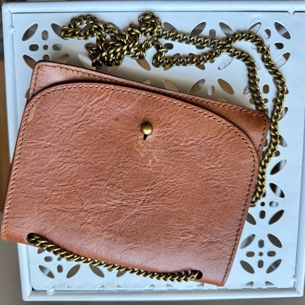 Madewell Brown Leather Chain Crossbody Bag
