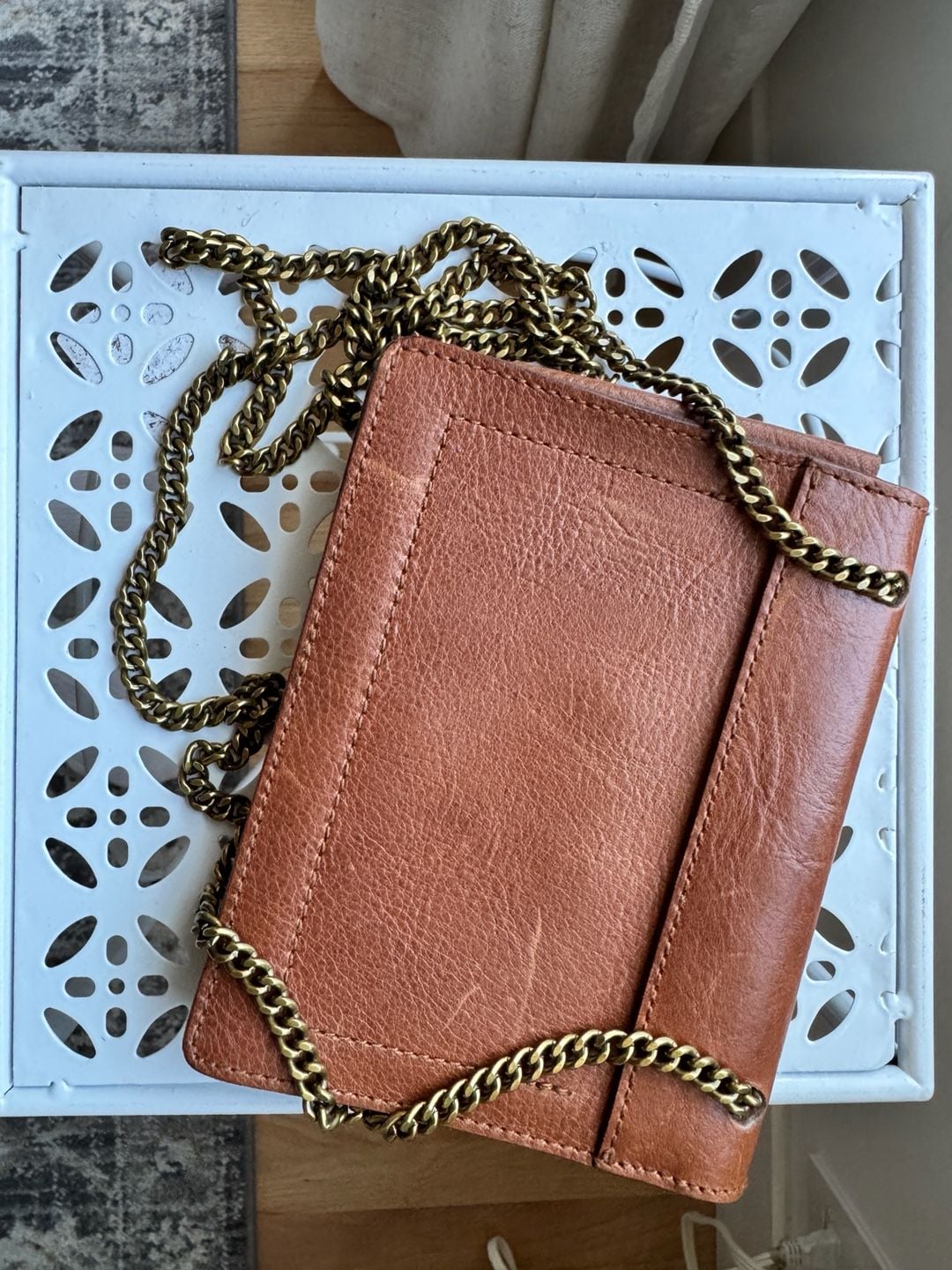 Madewell Brown Leather Chain Crossbody Bag 3