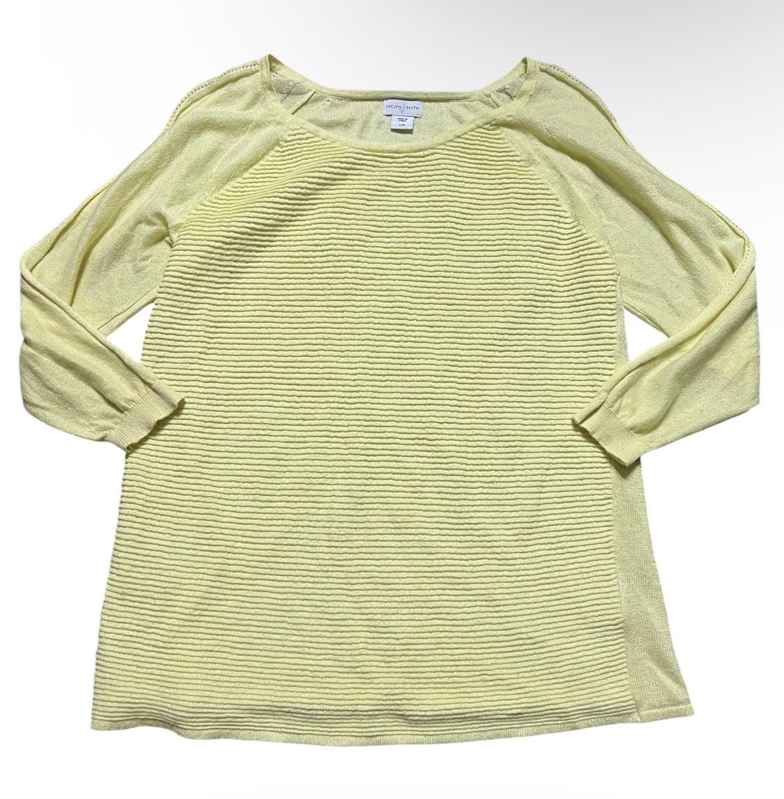 Jaclyn Smith Ribbed Knit Sweater Yellow Size L/G 2