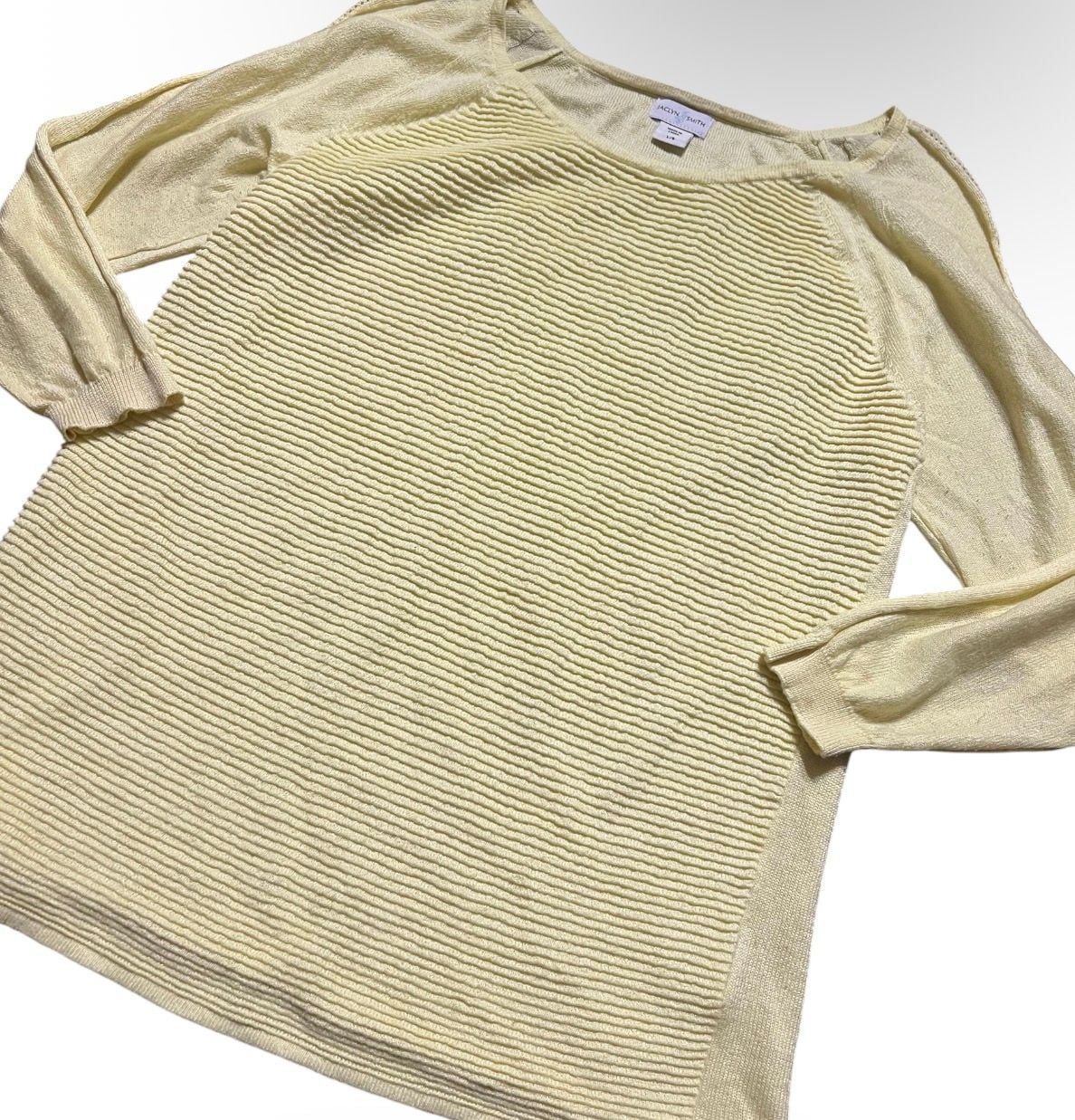 Jaclyn Smith Ribbed Knit Sweater Yellow Size L/G 3