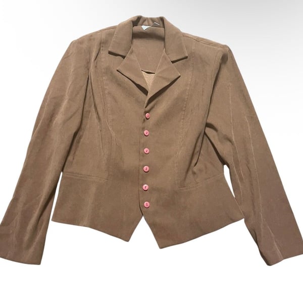 Coldwater Creek Brown Suede-Look Blazer Jacket Size 12