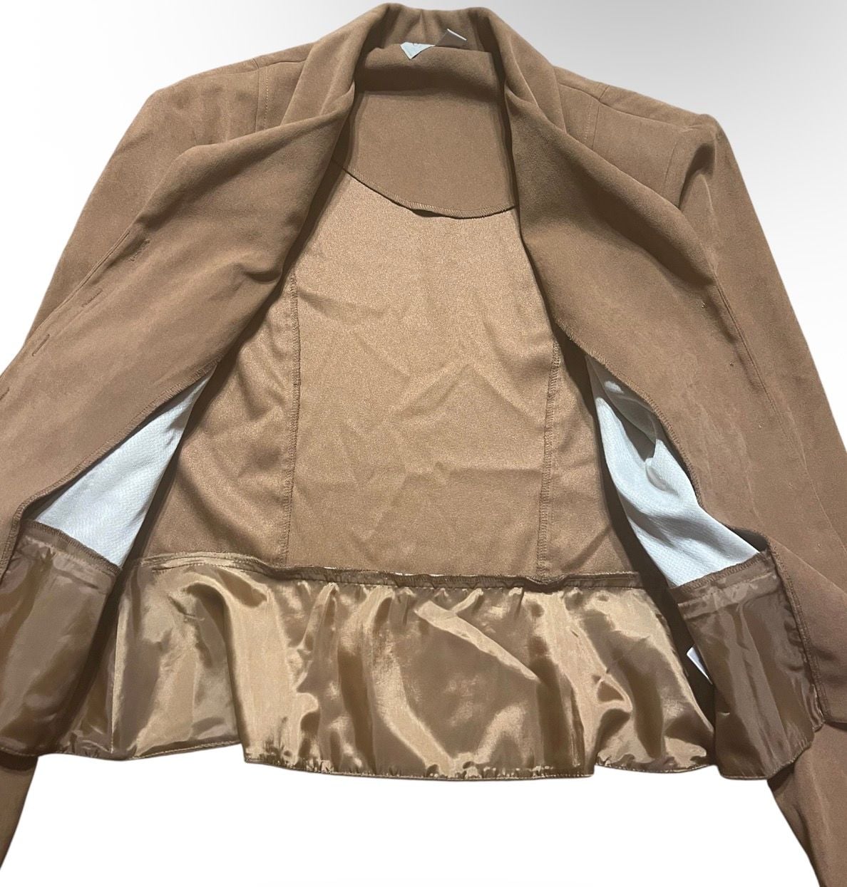 Coldwater Creek Brown Suede-Look Blazer Jacket Size 12 3
