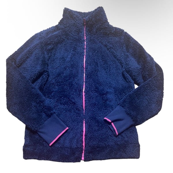 Vineyard Vines Girls Sherpa Fleece Full Zip Jacket Navy Blue Size XL (16)