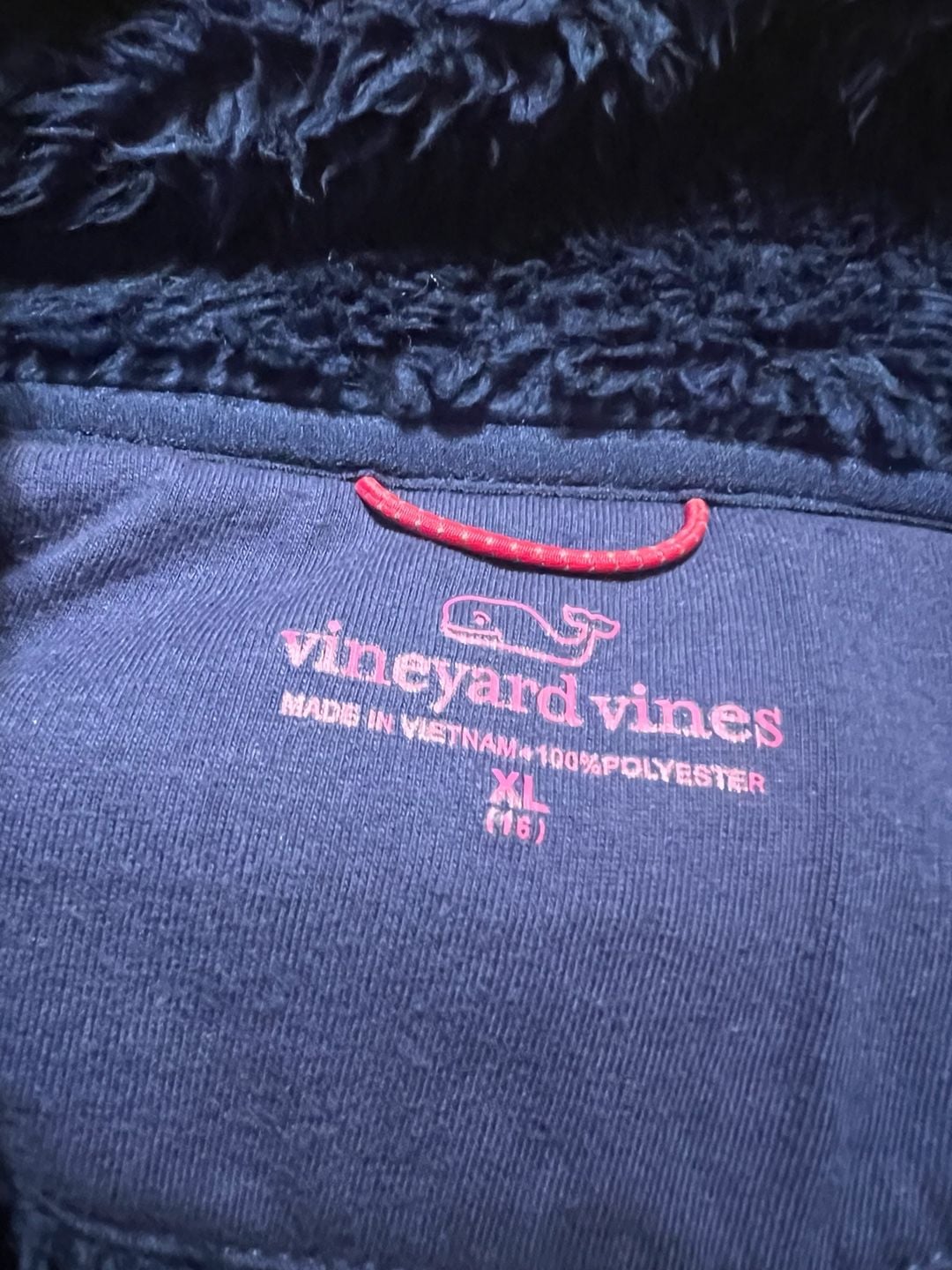 Vineyard Vines Girls Sherpa Fleece Full Zip Jacket Navy Blue Size XL (16) 4