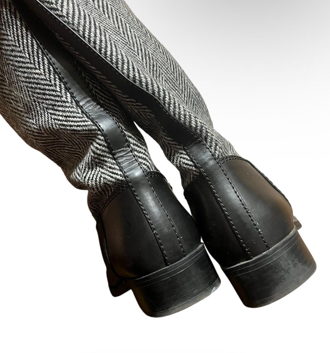 Tommy Hilfiger Women's Black and White Herringbone Riding Boots Size 8M 4