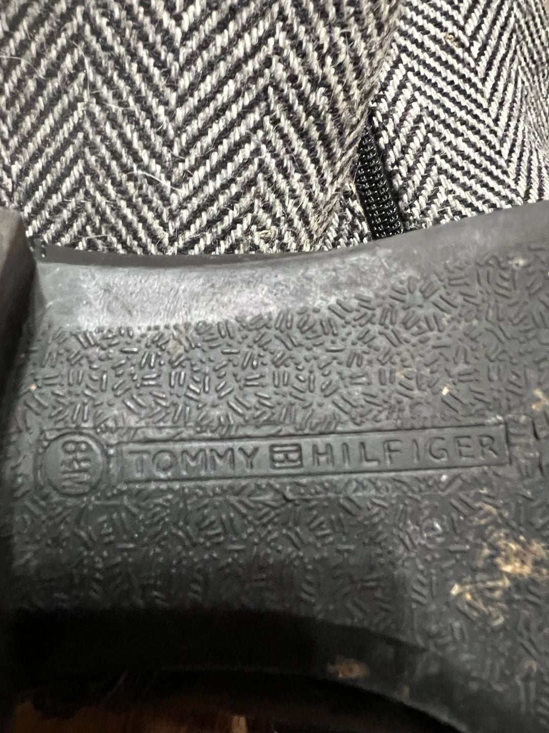 Tommy Hilfiger Women's Black and White Herringbone Riding Boots Size 8M 6