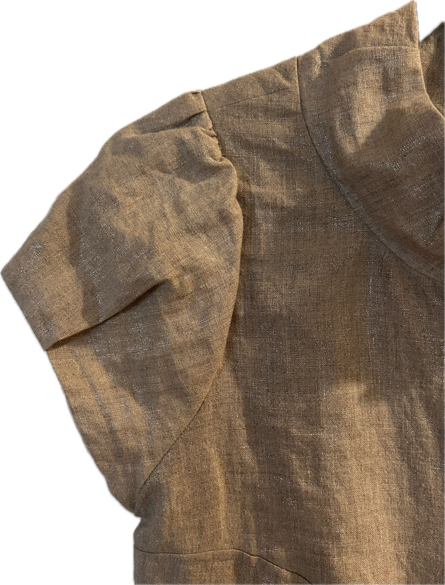 Erica Tanov Metallic Linen Short Sleeve Jacket Size 1 3