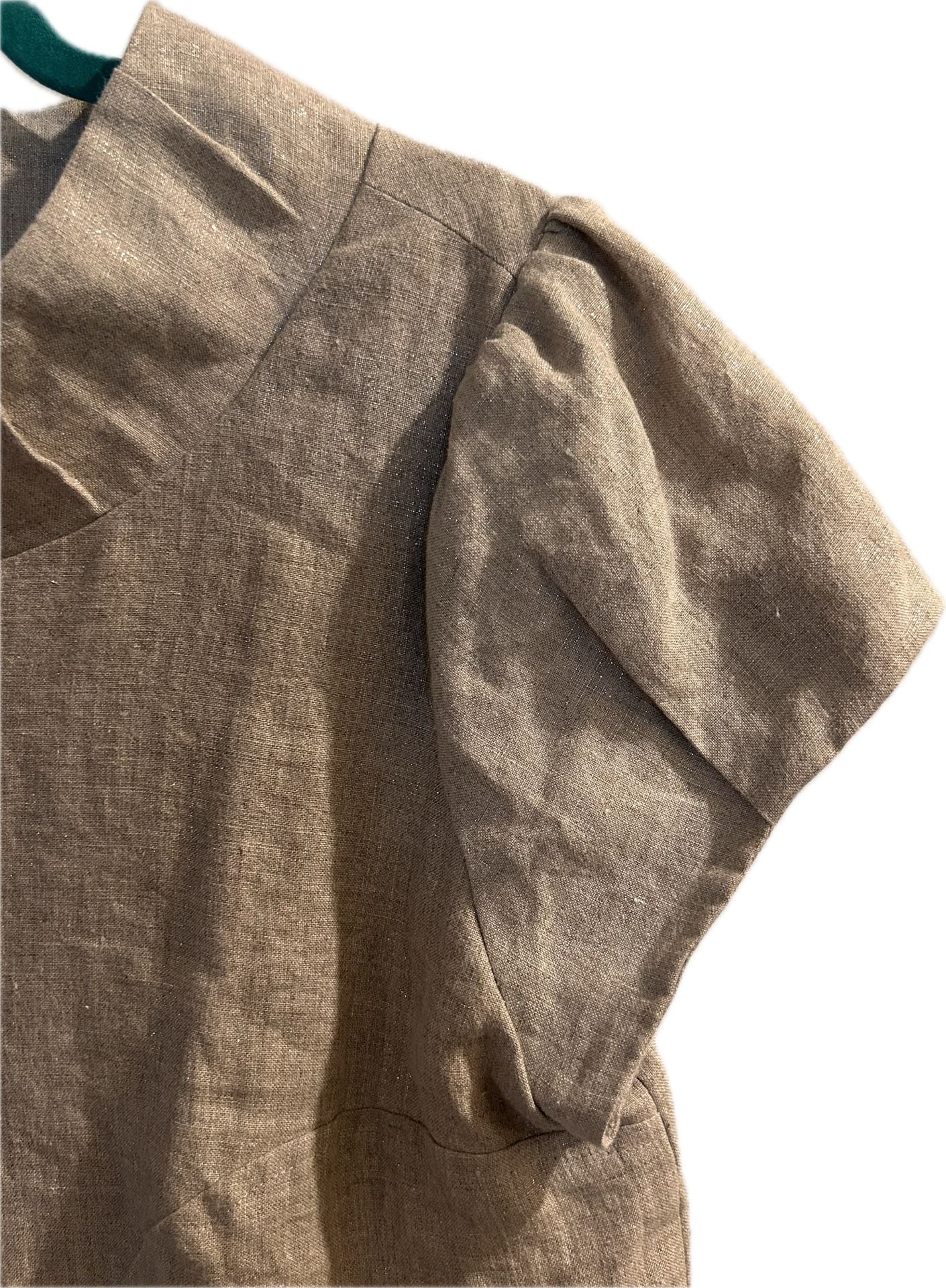 Erica Tanov Metallic Linen Short Sleeve Jacket Size 1 4