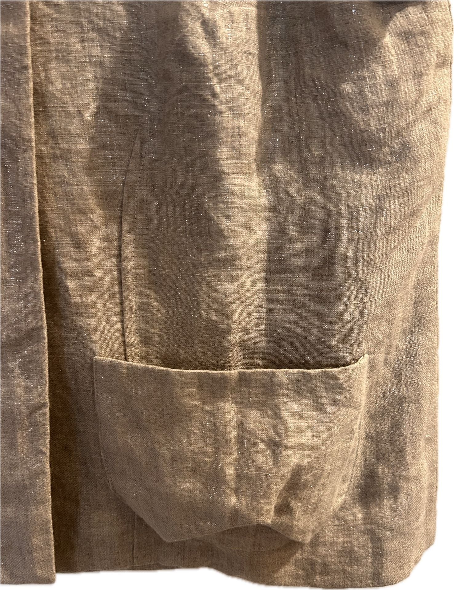 Erica Tanov Metallic Linen Short Sleeve Jacket Size 1 6
