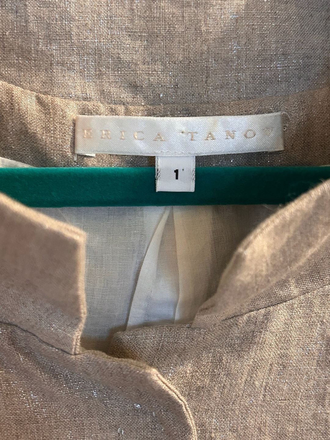 Erica Tanov Metallic Linen Short Sleeve Jacket Size 1 7