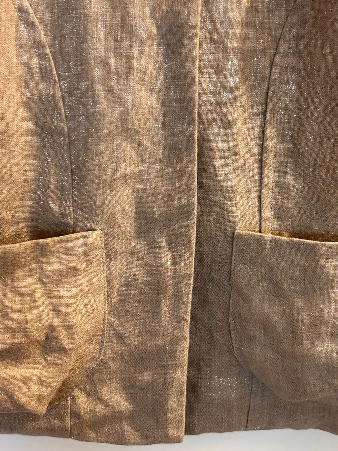 Erica Tanov Metallic Linen Short Sleeve Jacket Size 1 9