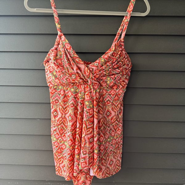 Garnet Hill Ruched-Overlay One-Piece Swimsuit Size 10 