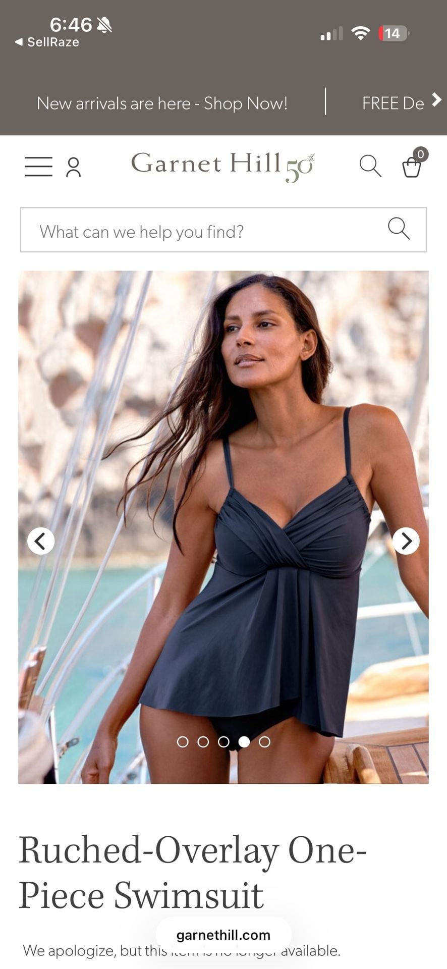 Garnet Hill Ruched-Overlay One-Piece Swimsuit Size 10 6