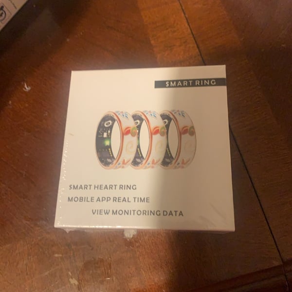 R18 Enamel Smart Ring Waterproof Heart Rate Blood Oxygen Monitor Fitness Tracker Ring, with Charging Case - Size 8,