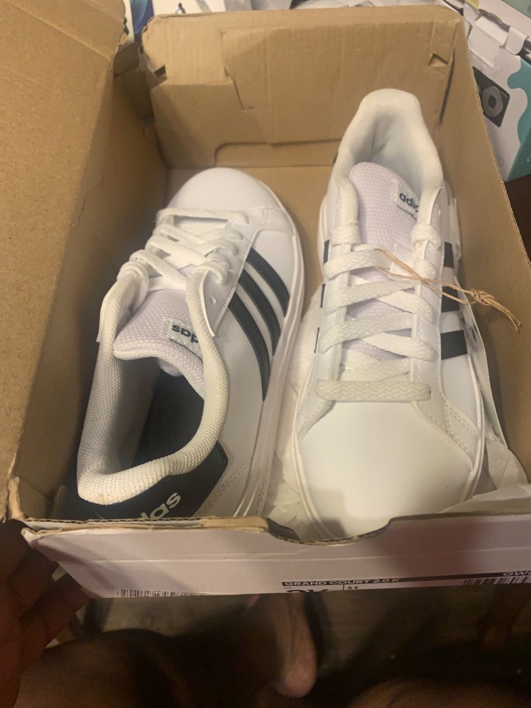 Adidas Grand Court 2.0 K Sneakers White Black Size 2.5 1